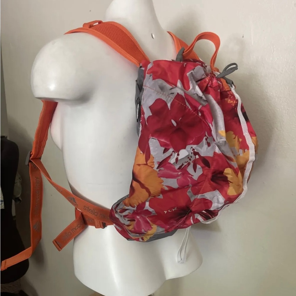 Adidas x Stella McCartney Floral Backpack Sling Gym Drawstring Bag Orange Red